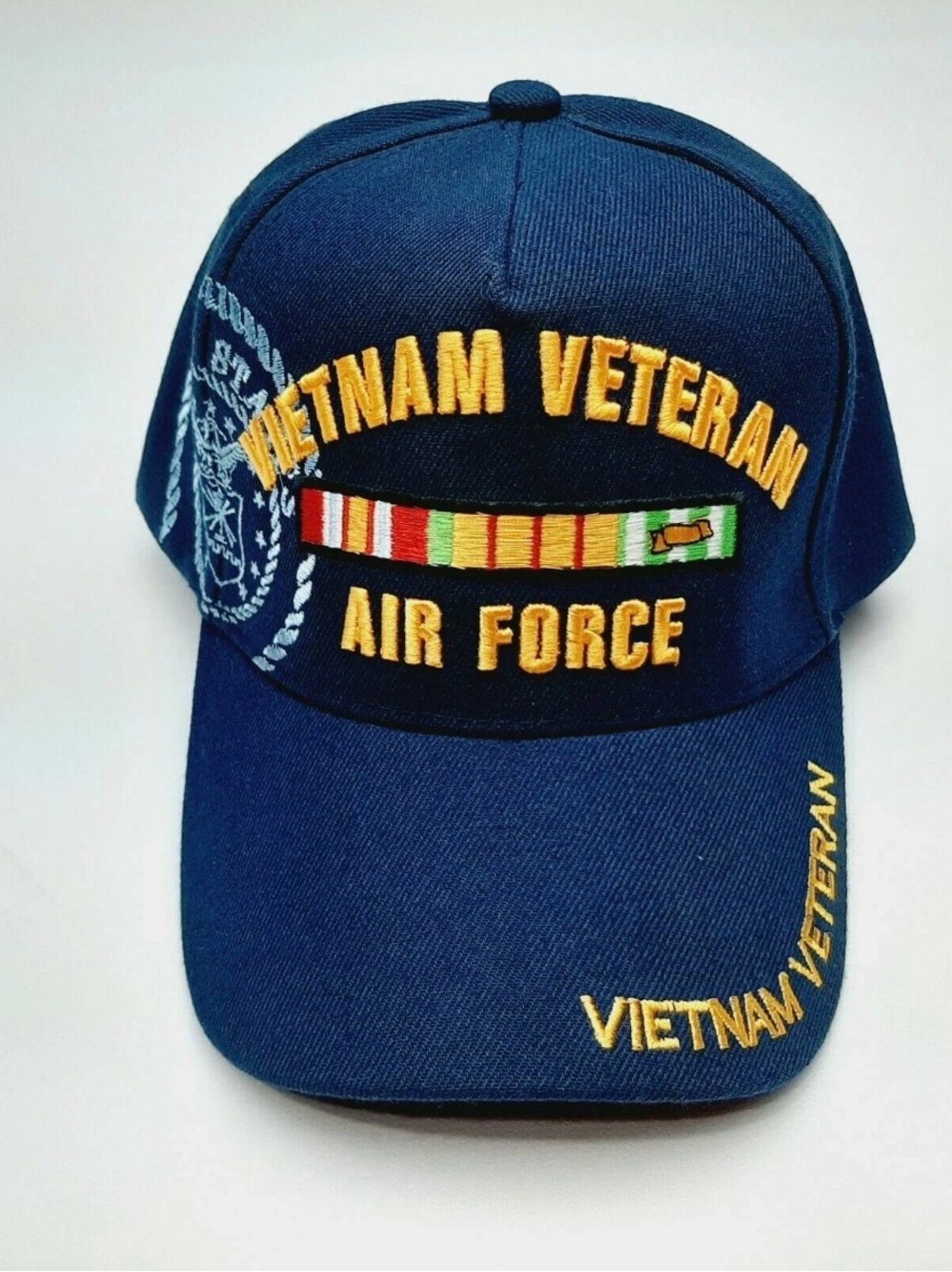 Vietnam Veteran Air Force Hat Navy Blue Embroidered Strapback Cap